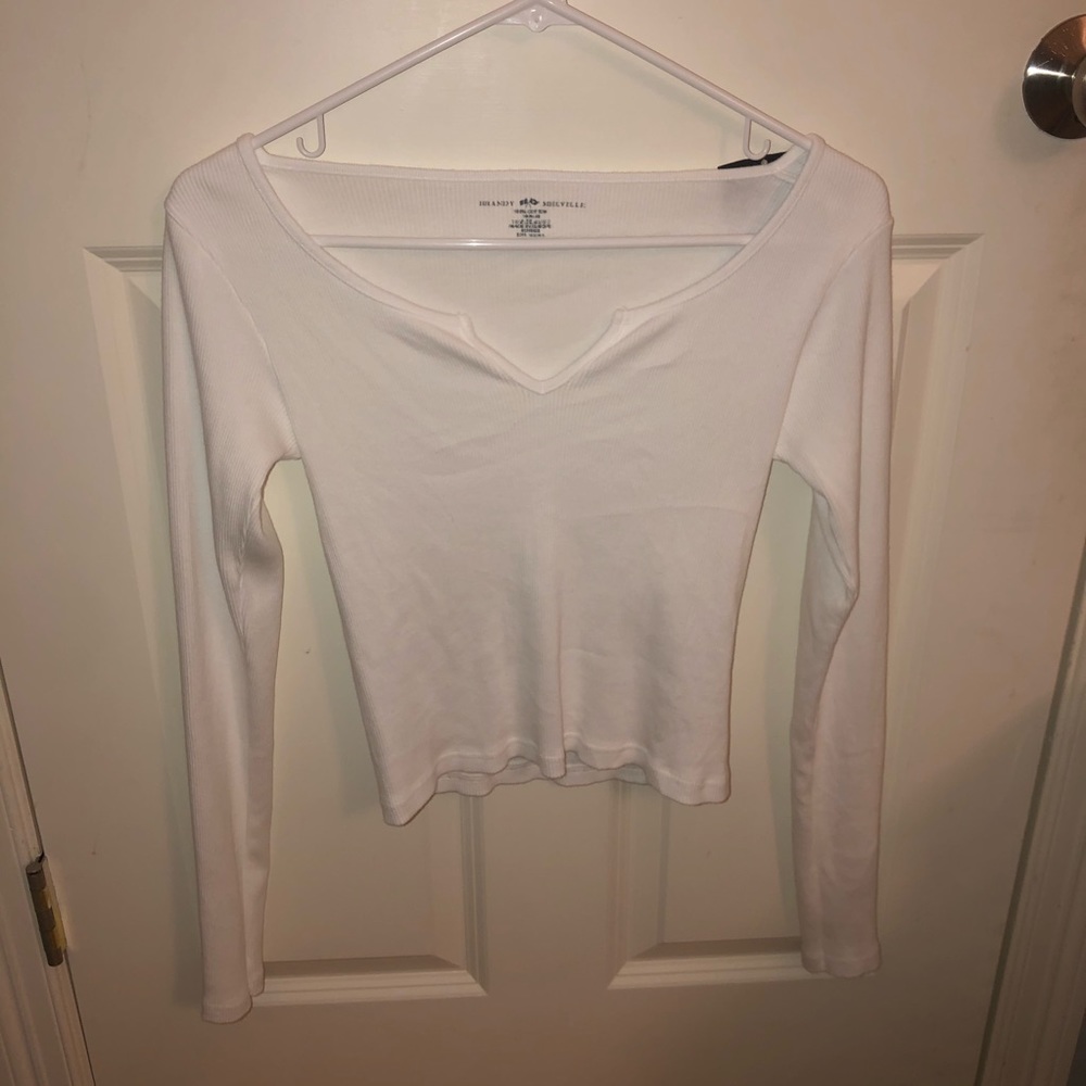 brandy melville white ribbed long sleeve. NWT